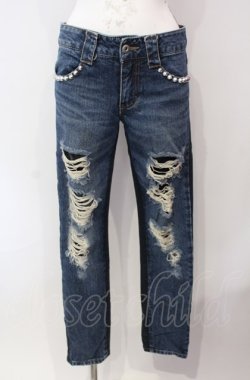 画像1: ALGONQUINS / スタッズダメージデニムパンツ  インディゴ O-25-08-05-007-AL-PA-IG-OS