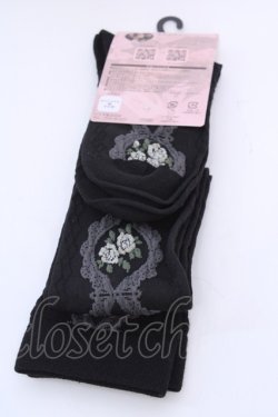 画像3: m petit by misako / ECAMOVKバラレースソックス 23-25cm クロ O-25-08-05-1020-LO-ZA-IG-OS