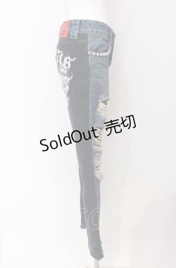 画像2: ALGONQUINS / スタッズダメージデニムパンツ  インディゴ O-25-08-05-007-AL-PA-IG-OS