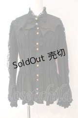 metamorphose / 【プラスサイズ】コウモリ付け襟シャーリングブラウス 2 クロ O-25-08-05-059-ME-BL-IG-OS