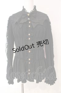 metamorphose / 【プラスサイズ】コウモリ付け襟シャーリングブラウス 2 クロ O-25-08-05-059-ME-BL-IG-OS