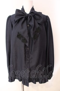 画像1: Enchantlic Enchantilly / ノーブルリボンタイブラウス  ネイビー O-25-08-05-068-LO-BL-OW-OS