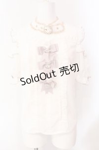LIZ LISA / 3つリボンチョーカーブラウス  シロ×ピンク O-25-08-05-080-LO-BL-IG-OS