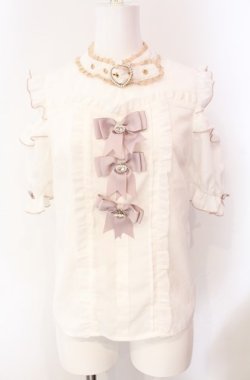 画像1: LIZ LISA / 3つリボンチョーカーブラウス  シロ×ピンク O-25-08-05-080-LO-BL-IG-OS
