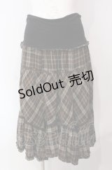 axes femme / チェック切り替えウエストカットスカート M ブラウン O-25-08-05-015-AX-SK-OW-OS