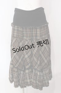 axes femme / チェック切り替えウエストカットスカート M ブラウン O-25-08-05-015-AX-SK-OW-OS