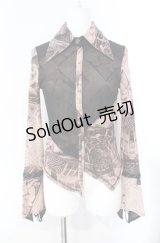 Ozz On / 宗教柄パワーネットブラウス  ベージュ系 O-25-08-07-027-OO-BL-OW-OS