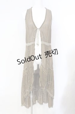 画像1: Rozen Kavalier / フリンジ付きシフォンロングジレ  ブラウン O-25-08-07-030-OO-TO-OW-OS
