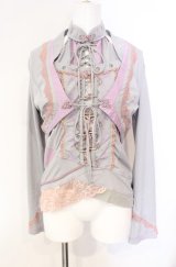 Ozz oneste / ボレロ付きレースアップキャミソール  グレー×ピンク×ラベンダー O-25-08-07-031-OO-TO-OW-OS