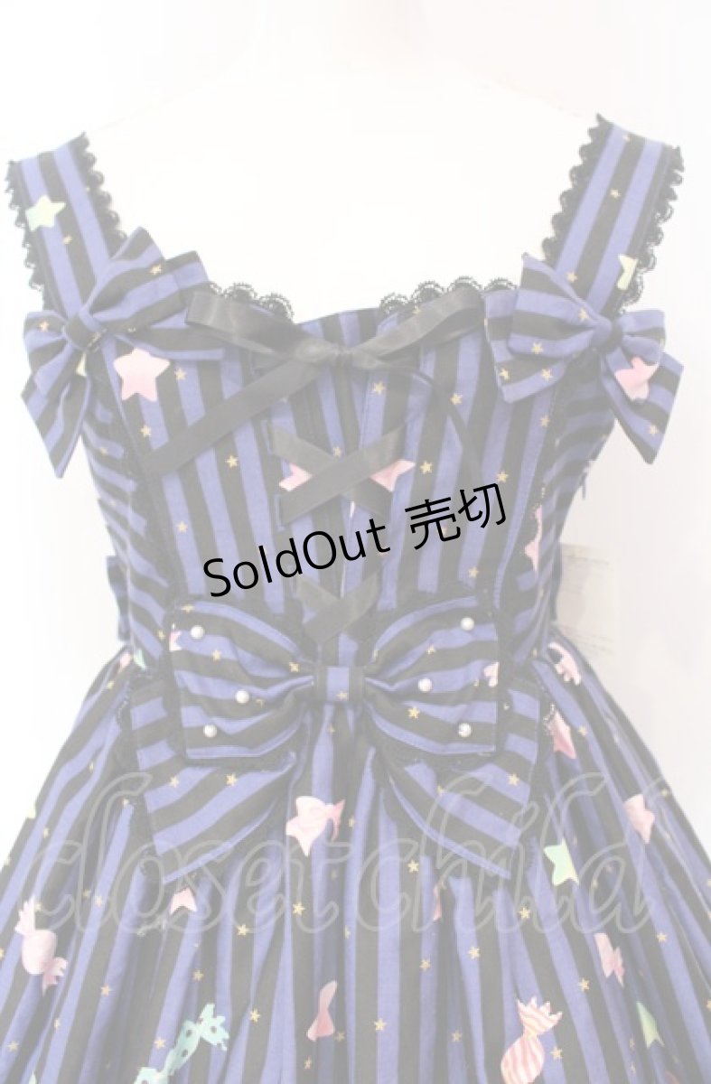 画像2: metamorphose / CL Candy Star Rabbitハイウエストジャンパースカート  レイトブルー O-25-08-07-004-ME-OP-IG-OS (2)