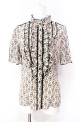 axes femme / 壁紙柄ブラウス M キナリ O-25-08-07-034-AX-BL-OW-OS