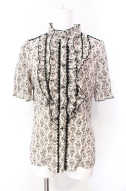 画像1: axes femme / 壁紙柄ブラウス M キナリ O-25-08-07-034-AX-BL-OW-OS