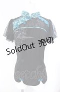 Ozz oneste / 和チャイナレース切替トップス  ブラック×グリーン O-25-08-07-048-OO-TO-OW-OS