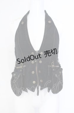 画像1: Rozen Kavalier / ポーチ付きホルターベスト  ブラック O-25-08-07-053-OO-TO-OW-OS