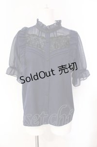axes femme / ブローチ付ブラウス【ブローチ欠品】  ネイビー O-25-08-07-056-AX-BL-IG-OS