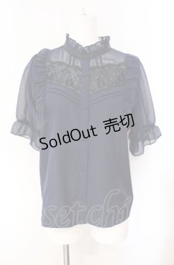 画像1: axes femme / ブローチ付ブラウス【ブローチ欠品】  ネイビー O-25-08-07-056-AX-BL-IG-OS
