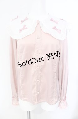 画像1: axes femme kawaii / プチリボン配色ブラウス  ピンク O-25-08-07-058-AX-BL-IG-OS