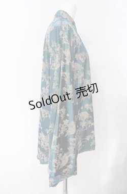 画像2: AXES-X / 扇子ジャガード和袖シャツ  ブルー O-25-08-07-062-AX-BL-IG-OS