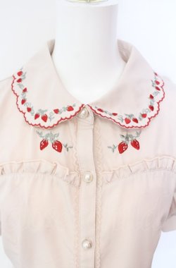 画像2: axes femme POETIQUE / ストロベリー刺繍ブラウス  ピンク O-25-08-07-063-AX-BL-IG-OS