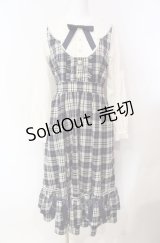 axes femme POETIQUE / チェックフリルレディワンピース  ネイビー×シロ O-25-08-07-067-AX-OP-IG-OS