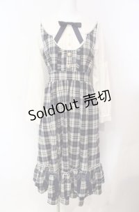 axes femme POETIQUE / チェックフリルレディワンピース  ネイビー×シロ O-25-08-07-067-AX-OP-IG-OS