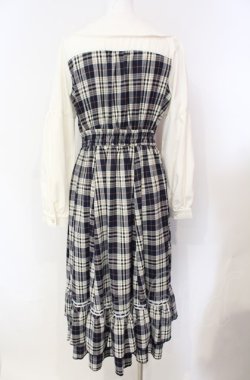 画像4: axes femme POETIQUE / チェックフリルレディワンピース  ネイビー×シロ O-25-08-07-067-AX-OP-IG-OS