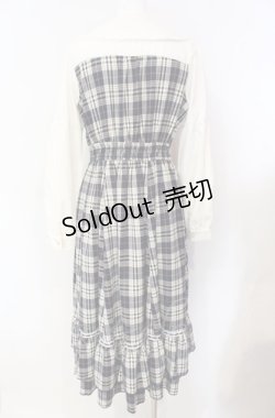 画像4: axes femme POETIQUE / チェックフリルレディワンピース  ネイビー×シロ O-25-08-07-067-AX-OP-IG-OS