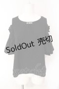axes femme POETIQUE / 肩あきパフ袖総レースプルオーバー M クロ O-25-08-07-083-AX-TO-IG-ZT506