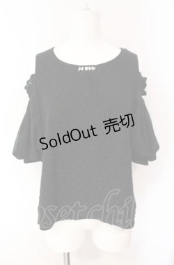 画像1: axes femme POETIQUE / 肩あきパフ袖総レースプルオーバー M クロ O-25-08-07-083-AX-TO-IG-ZT506