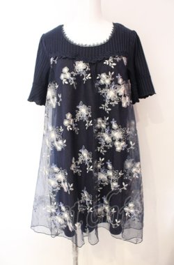 画像1: axes femme / チュール刺繍チュニック  ネイビー O-25-08-07-086-AX-OP-IG-OS