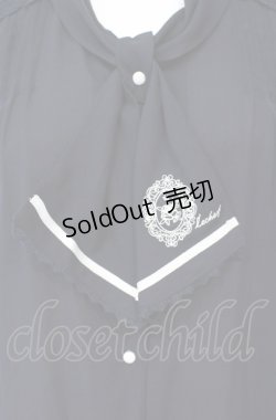 画像2: axes femme / モチーフ刺繍ボウタイブラウス M ネイビー×クロ O-25-08-07-089-AX-BL-IG-OS
