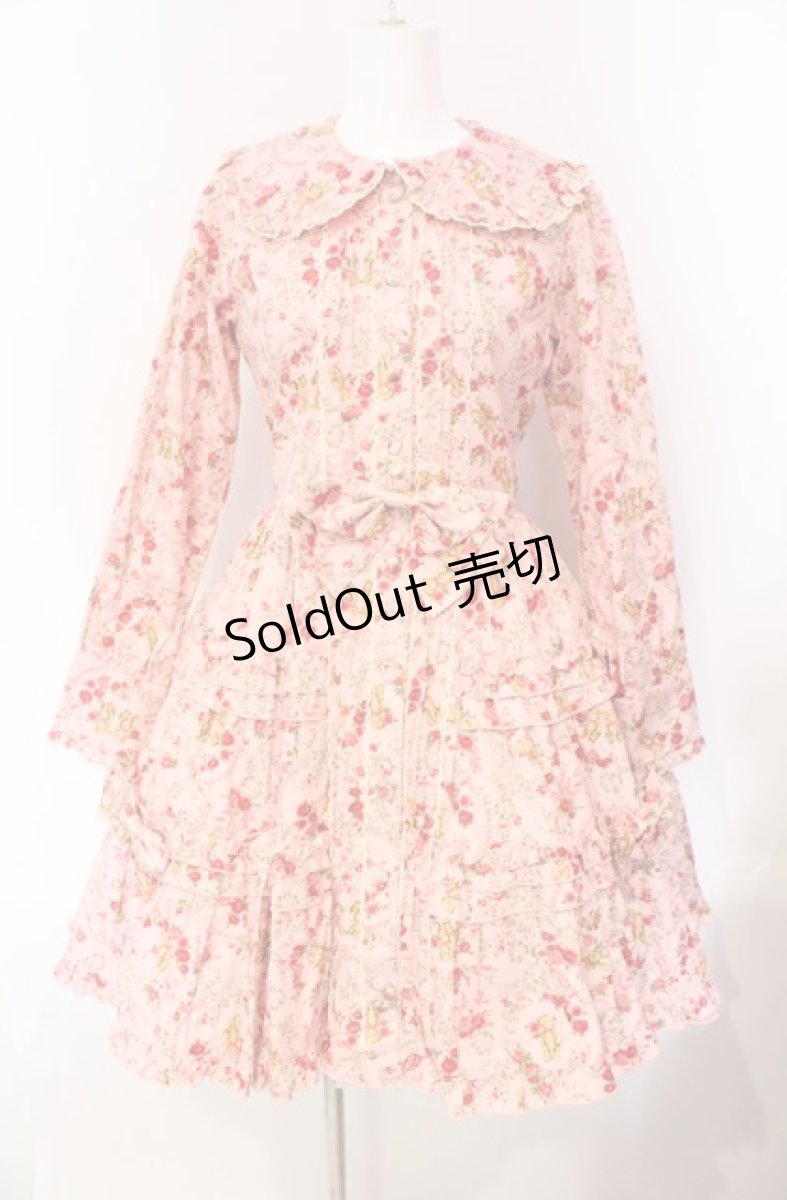 画像1: metamorphose / ガーデニングくまちゃんワンピース  ピンク O-25-08-07-009-ME-OP-IG-OS (1)