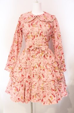 画像1: metamorphose / ガーデニングくまちゃんワンピース  ピンク O-25-08-07-009-ME-OP-IG-OS