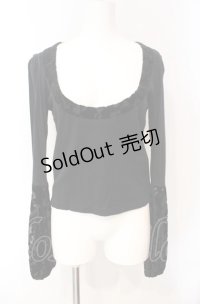 BPN / 透かしフロッキーカットソー M ブラック O-25-08-07-094-GO-TO-IG-OS