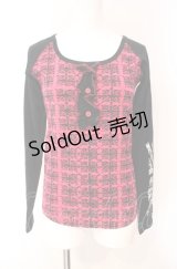 ALGONQUINS / ユニオンジャックスカルptカットソー  ピンク×ブラック O-25-08-07-095-AL-TS-IG-ZY