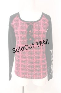 ALGONQUINS / ユニオンジャックスカルptカットソー  ピンク×ブラック O-25-08-07-095-AL-TS-IG-ZY