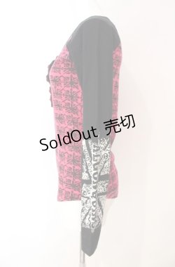 画像2: ALGONQUINS / ユニオンジャックスカルptカットソー  ピンク×ブラック O-25-08-07-095-AL-TS-IG-ZY