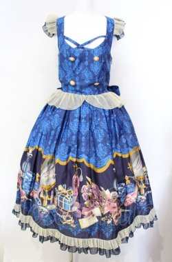画像1: metamorphose / Dress roomバッスルジャンパースカート(ミディ)  インクブルー O-25-08-07-003-ME-OP-IG-OS