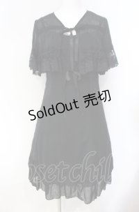 MIHO MATSUDA / ケープ付きキャミワンピ  ブラック O-25-08-07-015-GO-OP-IG-OS