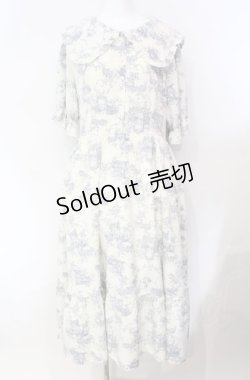 画像1: m petit by misako / トワルドジュイワンピース 3L 生成り×ブルー系 O-25-08-07-016-LO-OP-IG-OS