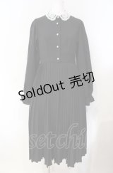 m petit by misako / レース襟プリーツワンピース M クロ O-25-08-07-017-LO-OP-OW-OS