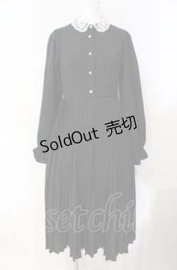 画像1: m petit by misako / レース襟プリーツワンピース M クロ O-25-08-07-017-LO-OP-OW-OS