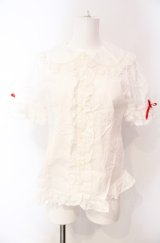 Angelic Pretty / ハートレース半袖ブラウス  シロ×アカ O-25-08-07-022-AP-BL-OW-OS