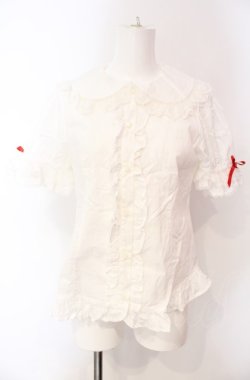 画像1: Angelic Pretty / ハートレース半袖ブラウス  シロ×アカ O-25-08-07-022-AP-BL-OW-OS