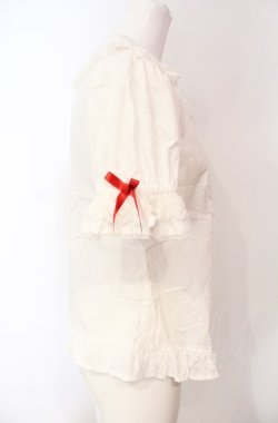 画像3: Angelic Pretty / ハートレース半袖ブラウス  シロ×アカ O-25-08-07-022-AP-BL-OW-OS