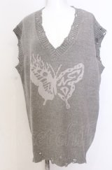 Candy Stripper / FIRE BUTTERFLY DAMAGE VEST ベスト  グレー O-25-08-08-031-PU-TO-IG-OS