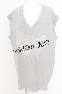 Candy Stripper / FIRE BUTTERFLY DAMAGE VEST ベスト  グレー O-25-08-08-031-PU-TO-IG-OS