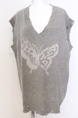 画像1: Candy Stripper / FIRE BUTTERFLY DAMAGE VEST ベスト  グレー O-25-08-08-031-PU-TO-IG-OS