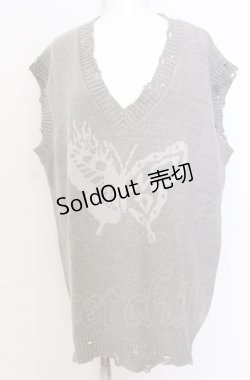 画像1: Candy Stripper / FIRE BUTTERFLY DAMAGE VEST ベスト  グレー O-25-08-08-031-PU-TO-IG-OS