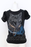 BATSU / ボアスリーブTシャツ M ブラック O-25-08-08-034-PU-TO-IG-OS